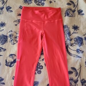 Under Armour Coral Pink Leggings 24" Inseam Athletic Athleisure Gym Workout Pant